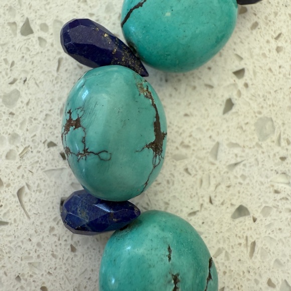 Turquoise and Lapis Necklace with Sterling Silver Clasp - Picture 4 of 8